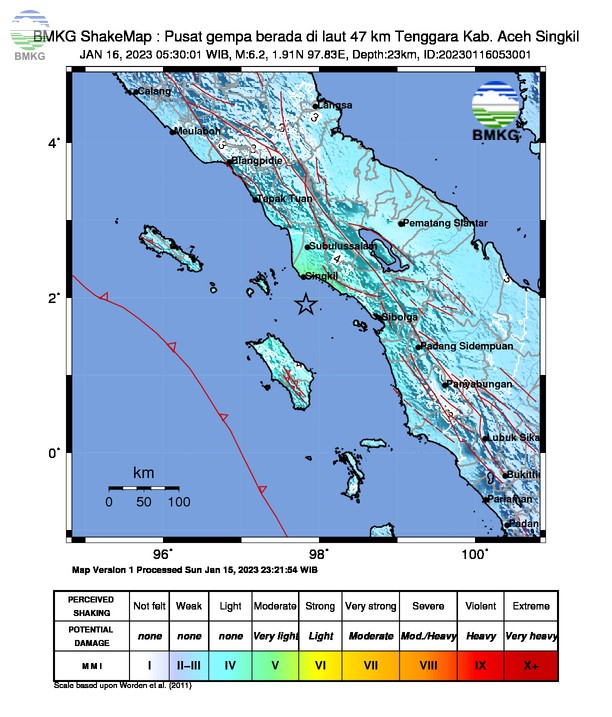Gempa Magnitudo 6,2 Guncang Aceh, Tidak Berpotensi Tsunami