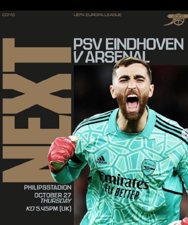Link Live Streaming Liga Eropa 2022/2023: PSV Eindhoven vs Arsenal