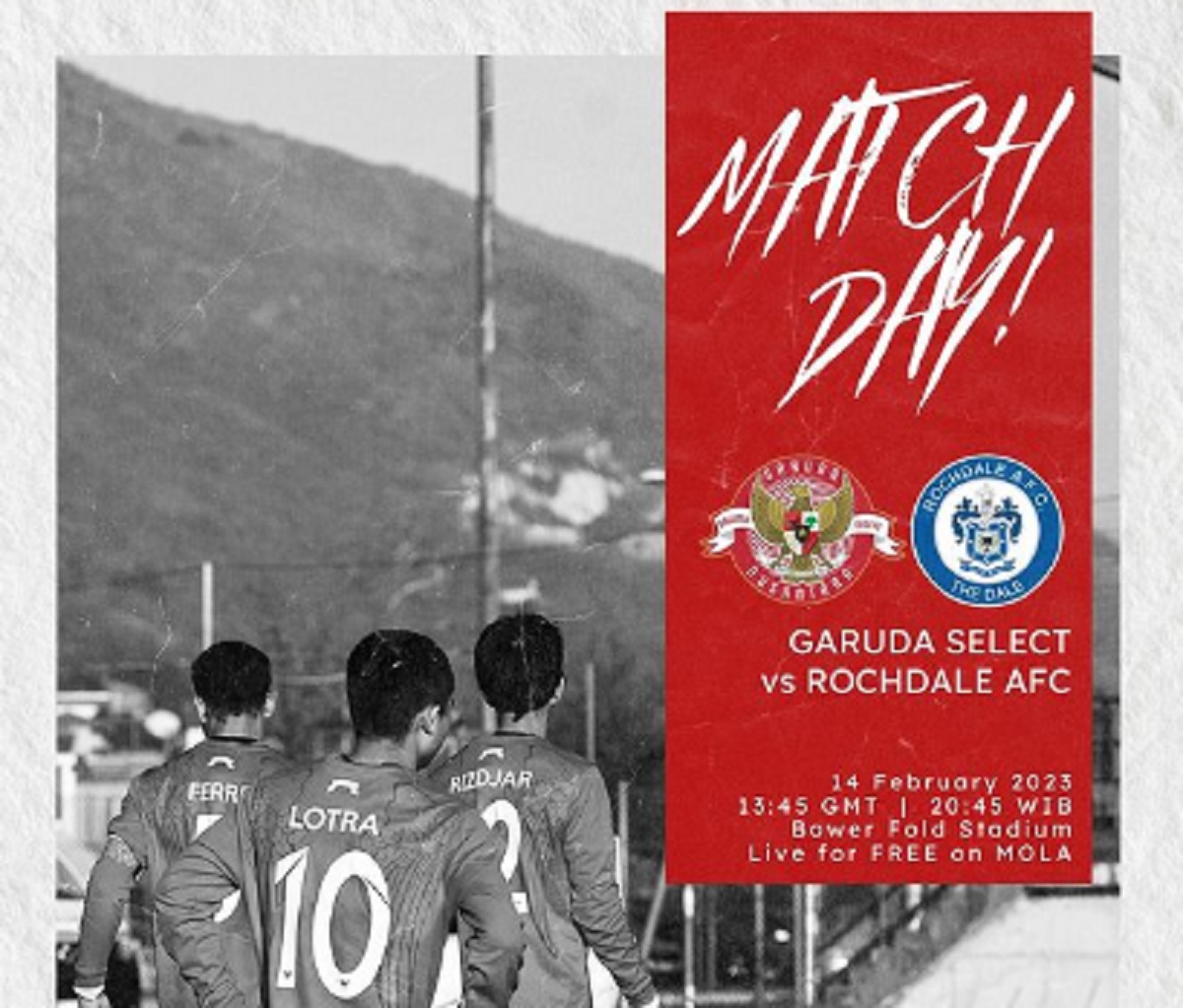 Link Live Streaming Friendly Match 2023: Garuda Select vs Rochdale AFC