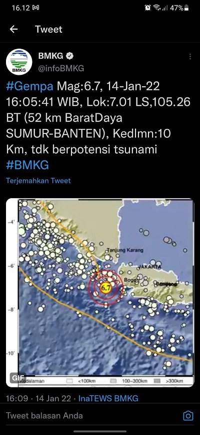 Efek Gempa Banten 14 Januari 2022 Dirasakan Berbeda di Tiap Daerah