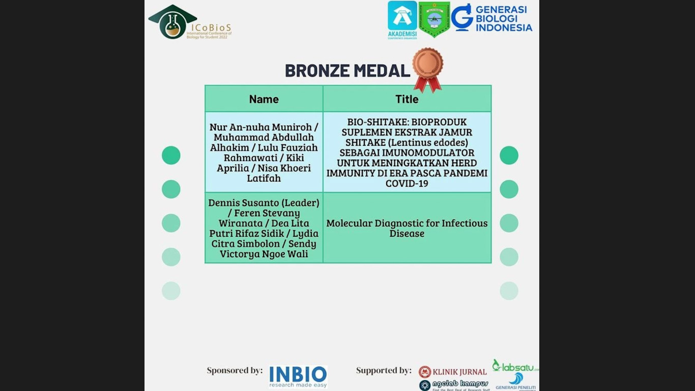 Mahasiswa Bioteknologi UEU Raih Bronze Medal di Ajang Open Bioproject Competition