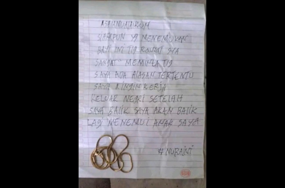 Ada Surat Wasiat Dekat Bayi yang Ditemukan di Cikarang Bekasi, Isinya: 'Saya Akan Balik Lagi' 'NURAINI'