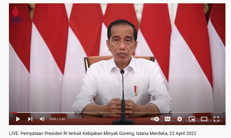 Breaking News! Jokowi Larang Ekspor Minyak Goreng dan CPO Mulai 28 April: Saya Akan Terus Memantau  