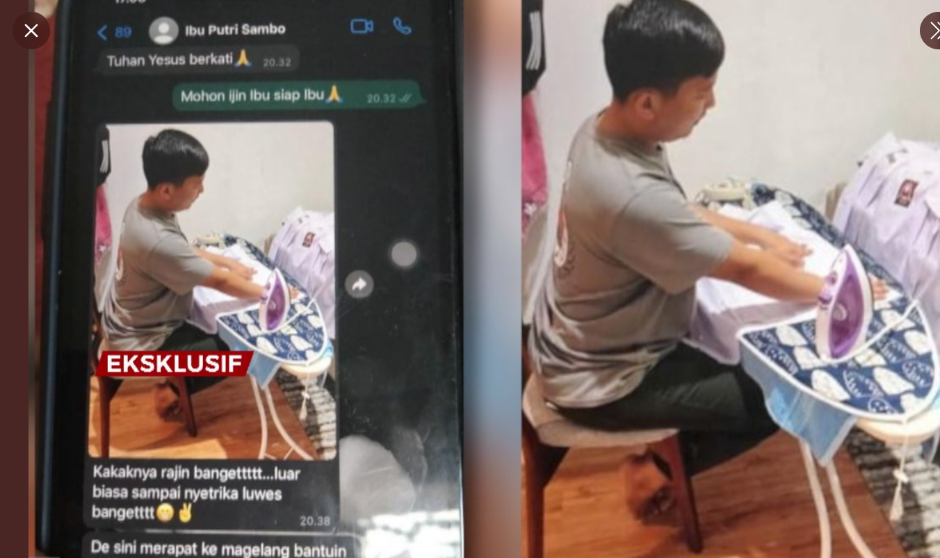 Foto Brigadir Yoshua Sedang Nyetrika Pakaian Anak-Anak Ferdy Sambo Viral di Medsos