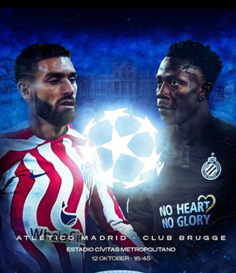 Link Live Streaming Liga Champions 2022/2023: Atletico Madrid vs Club Brugge