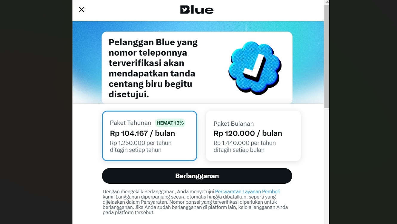 Twitter Blue 'Centang Biru' Tersedia di Indonesia Rp120.000 per Bulan, Ini Syarat dan Caranya Berlangganan