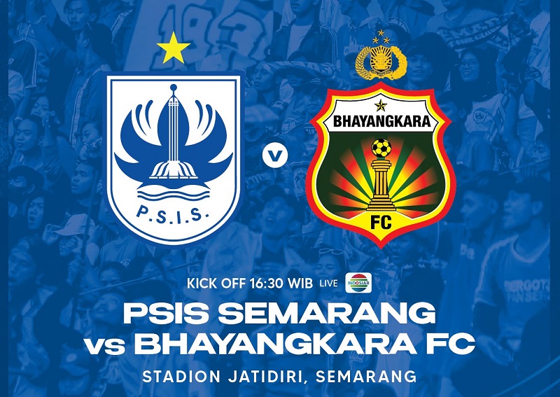 Link Live Streaming Laga Tunda BRI Liga 1 2022/2023: PSIS Semarang vs Bhayangkara FC