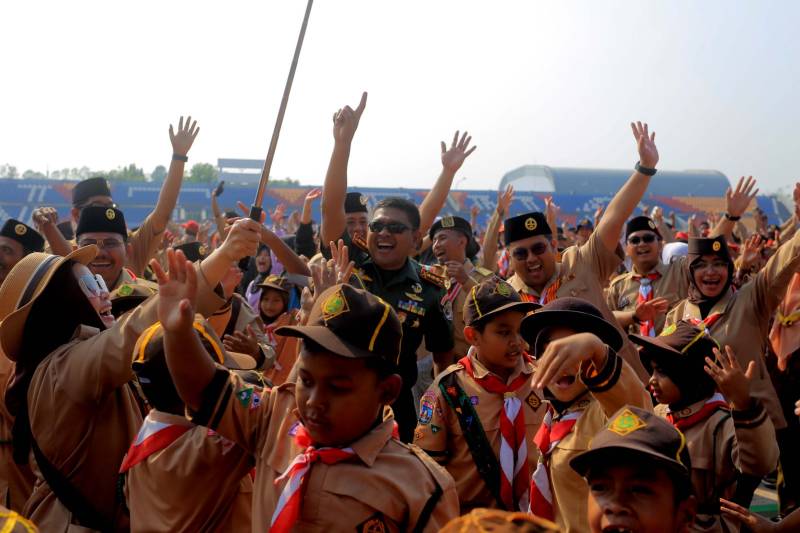HUT ke-62, Dua Ribuan Anggota Pramuka di Tangerang Kumpul di Stadion Benteng Reborn