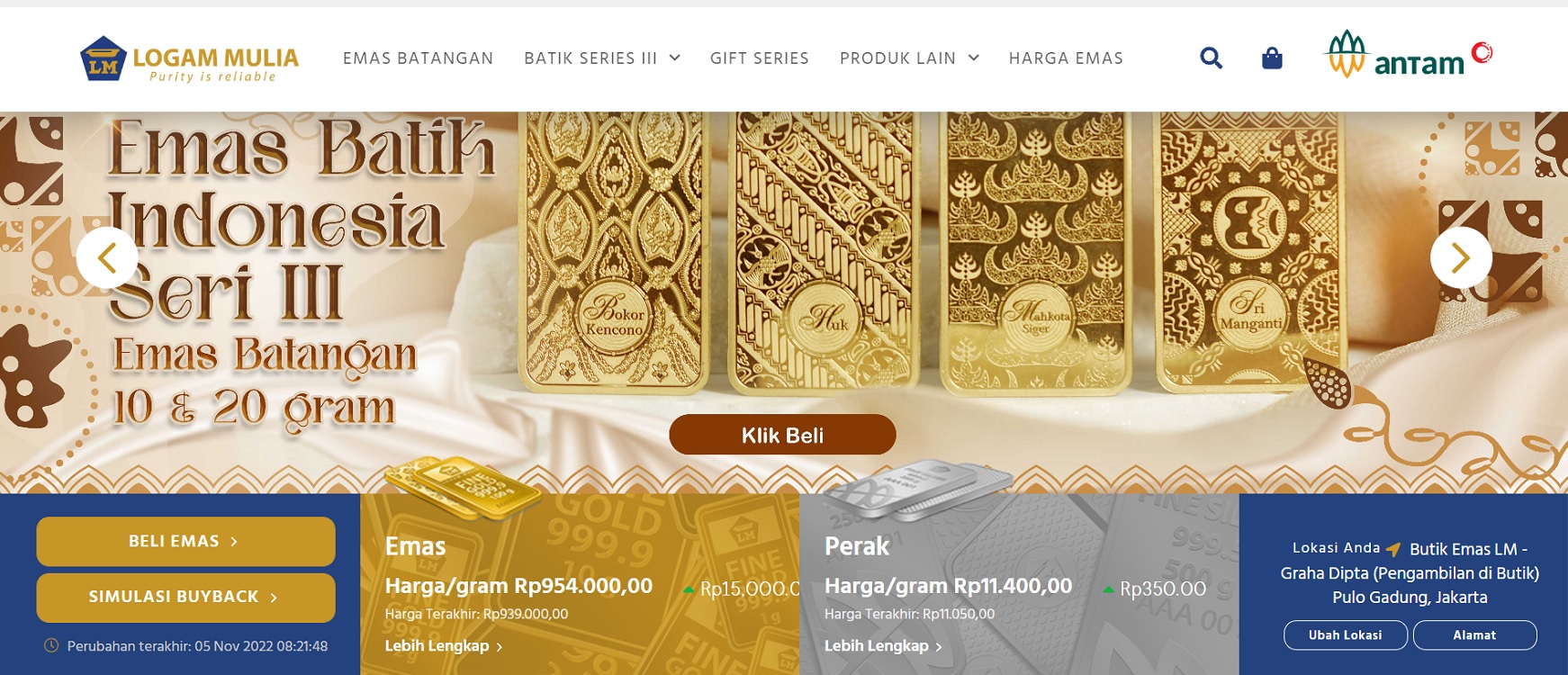 Cek Disini! Harga Emas Antam, Batik, Retro dan UBS di Pegadaian Update 24 November 2022