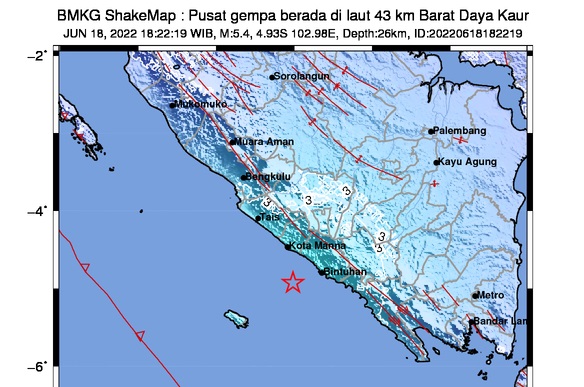 Bengkulu Dilanda Gempa Magnitudo 5,4, BMKG: Tak Berpotensi Tsunami