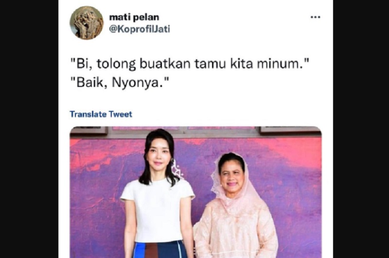  Twitter Kharisma Jati Mendadak Hilang Gegara Ledek Foto Iriana Jokowi dan Ibu Negara Korsel