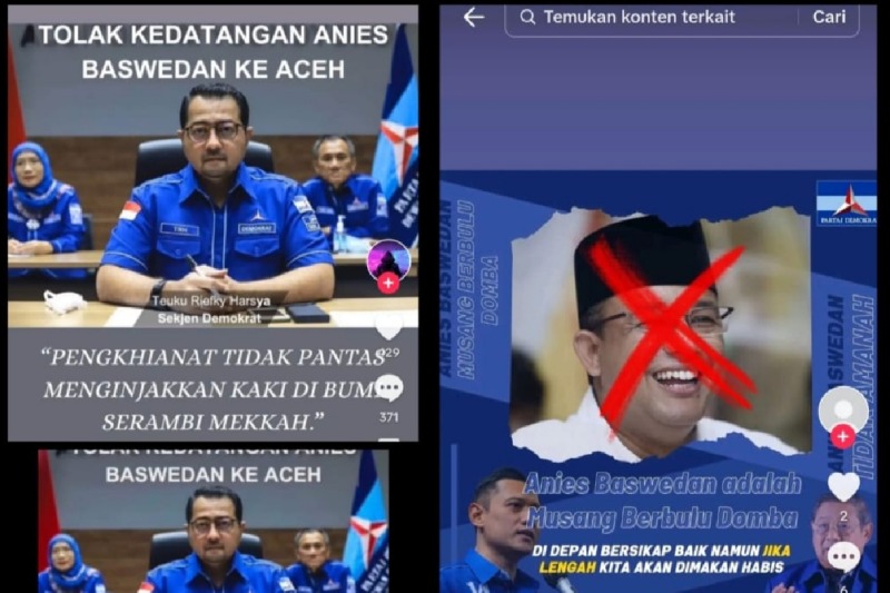 Partai Demokrat Tolak Kedatangan Capres Anies Baswedan ke Aceh Hoax