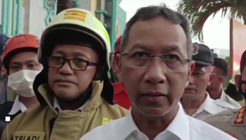 Pj Gubernur DKI Jakarta Tinjau Langsung Penanganan Kebakaran Kubah Masjid Raya Jakarta Islamic Center