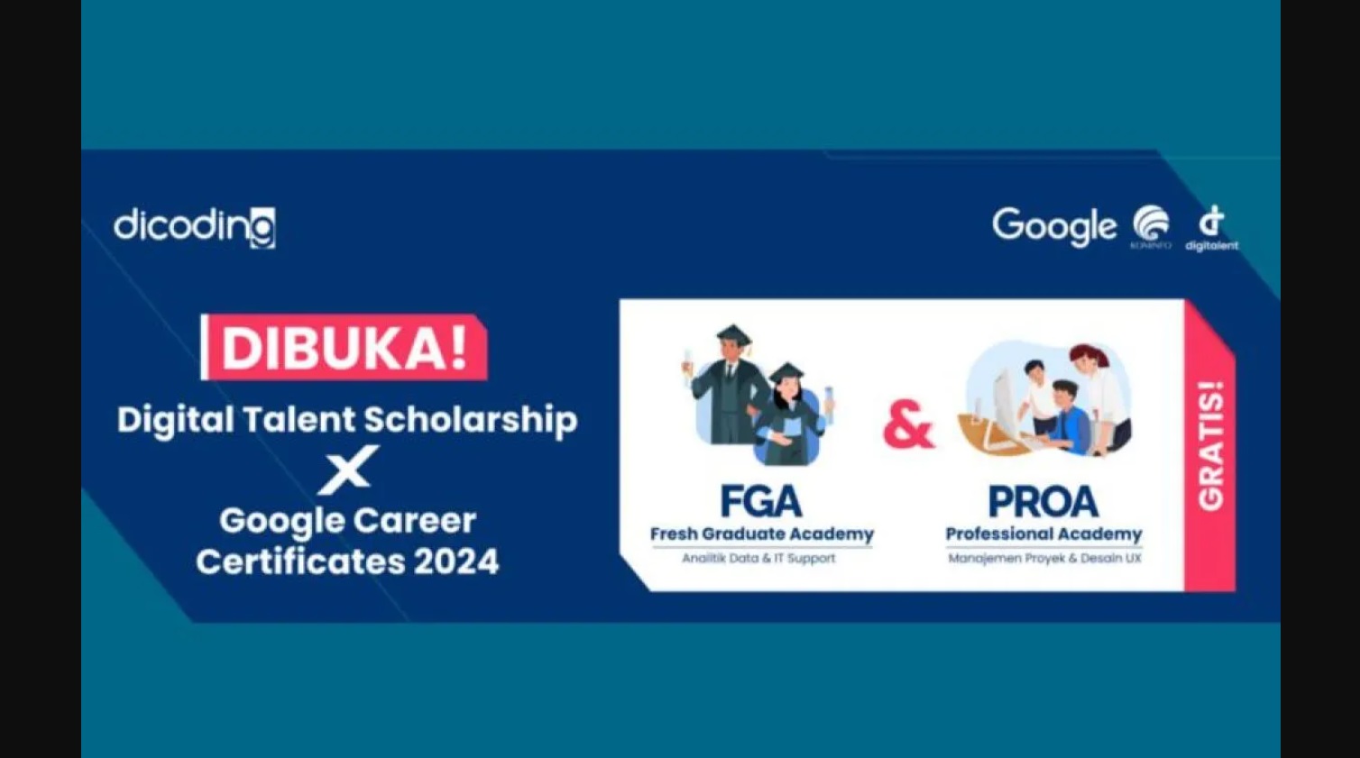 Link Pendaftaran Kominfo-Google Digital Talent Scholarship 2024, Ada 2.500 Bea Siswa, Lulusan SMK & D3 Bisa Ikut, Buruan Daftar! 