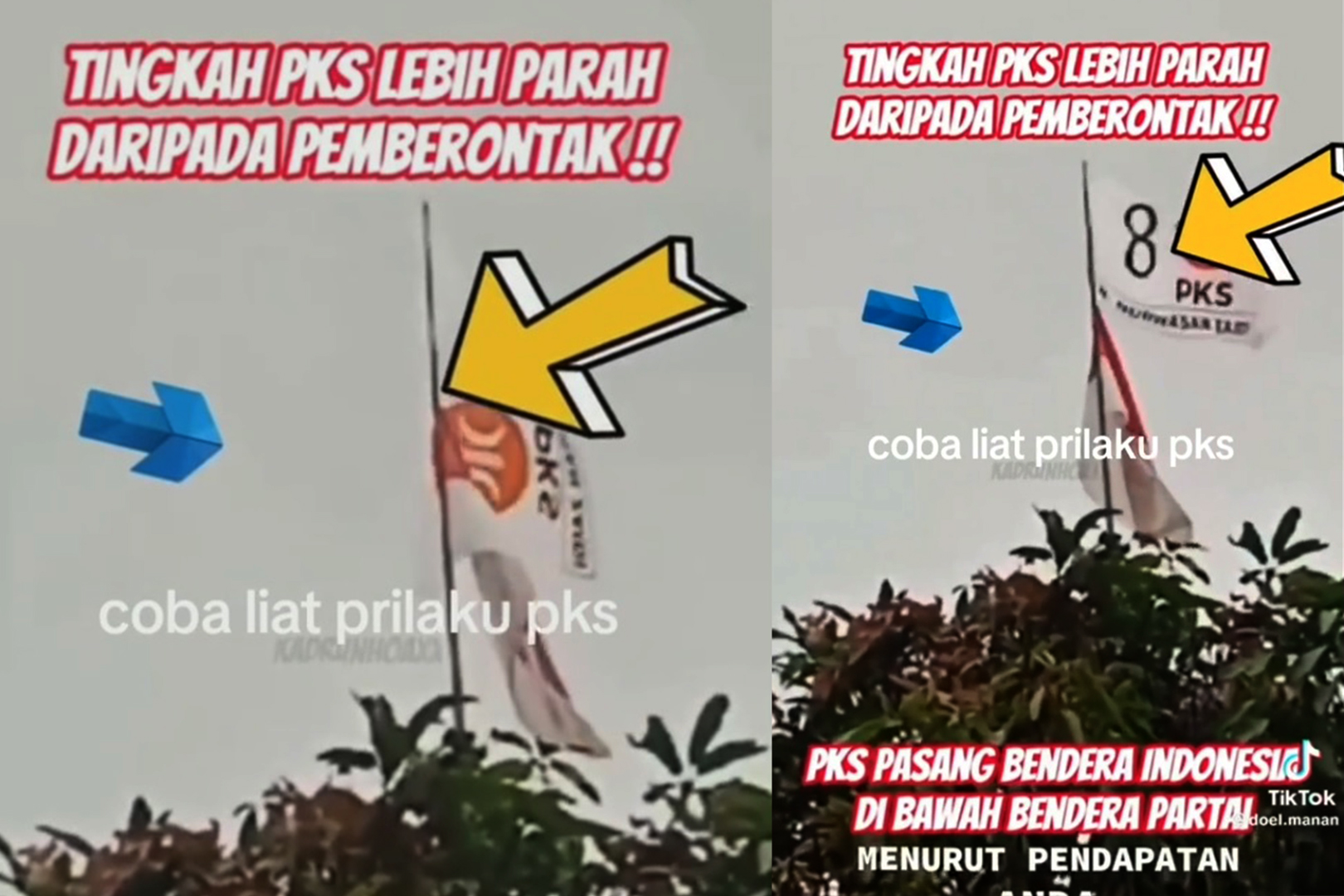 Viral, Bendera PKS 'Lebih Tinggi' dari Merah Putih, Caption: Lebih Parah Daripada Pemberontak!