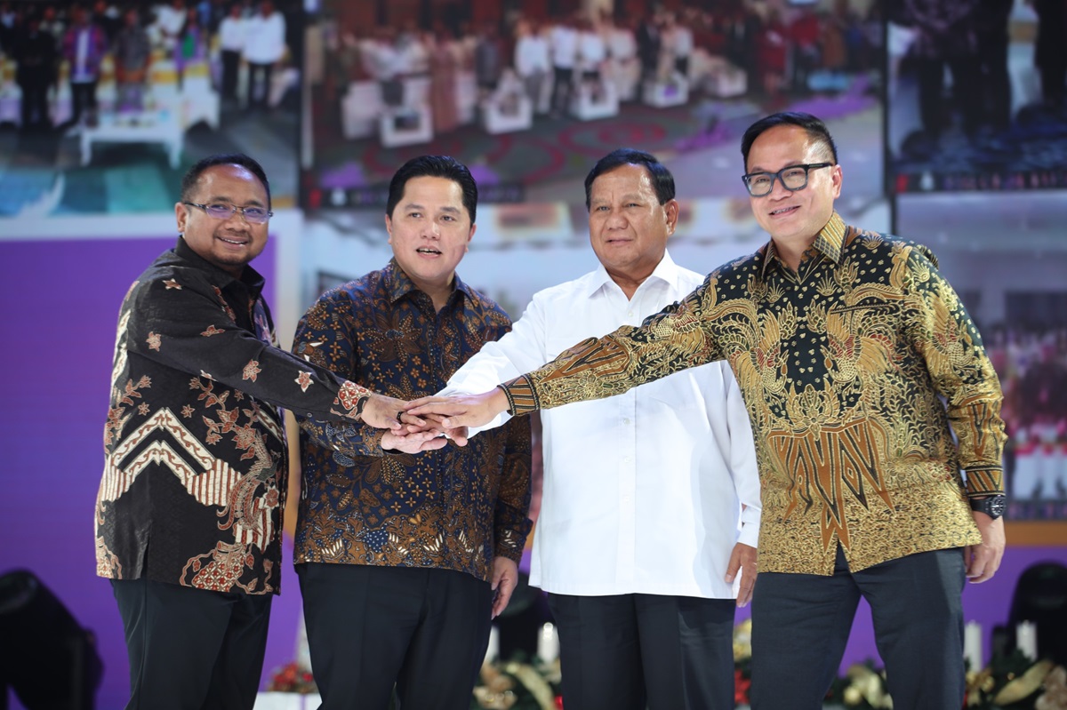 Prabowo Hadiri Perayaan Natal BUMN Bareng Yaqut Cholil dan Erick Thohir