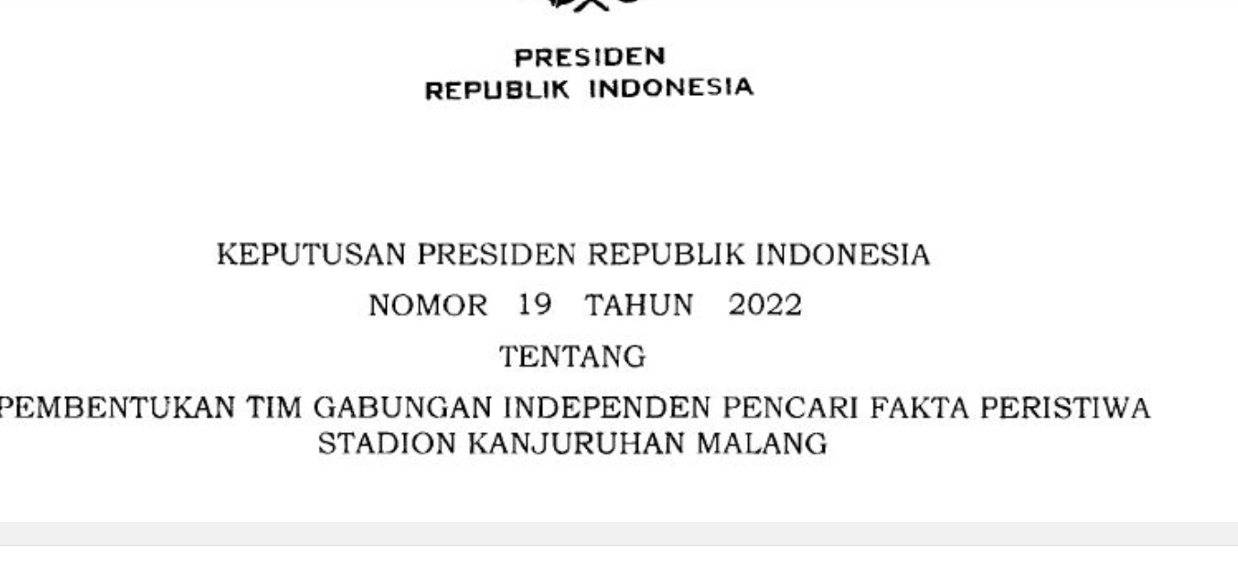 Jokowi Teken Keppres Tim Pencari Fakta untuk Tragedi Kanjuruhan, Begini Isinya...