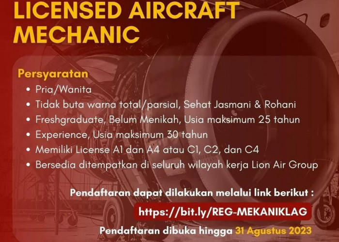 Batam Aero Technic Buka Lowongan Kerja Teknisi Pesawat Udara, Link Pendaftaran dan Persyaratan Cek Disini!