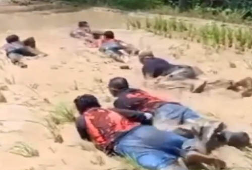 Viral Video Puluhan Anggota Ormas Pemuda Pancasila Latihan di Sawah, Netizen: Gitu Doang? Pramuka Lebih Keras!
