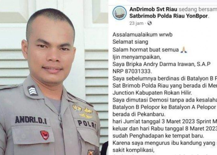 Setor Rp650 Juta Tetap Dimutasi, Anggota Brimob Curhat di Medsos, Polda Riau: Kita Dalami 