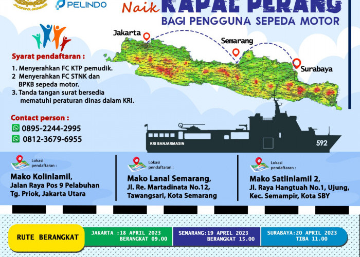 Ada Mudik Gratis Naik Kapal Perang dari Jakarta, Semarang dan Surabaya, Syarat Pendaftaran Cek di Sini