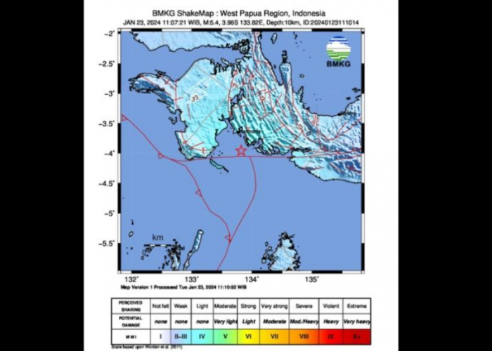 Gempa Magnitudo 5,4 Guncang Kaimana Papua Barat, Ini Keterangan BMKG