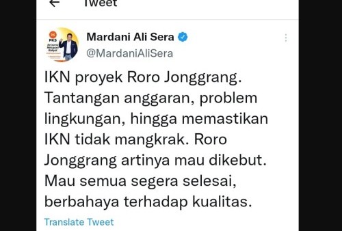 Mardani Ali Sera Sebut IKN Proyek Roro Jonggrang, Warganet Bela Jokowi: Takut Amat Sih IKN Pindah