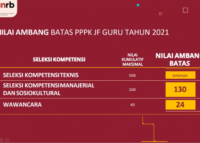 Acuan Passing Grade PPPK 2023 atau Nilai Ambang Batas Minimal untuk Lulus