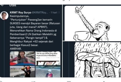 Roy Suryo Dituding Rasis, Ngeledek Pawang Hujan dengan Ilustrasi Monyet, Netizen Geram: Hapus Gelar Ningratmu