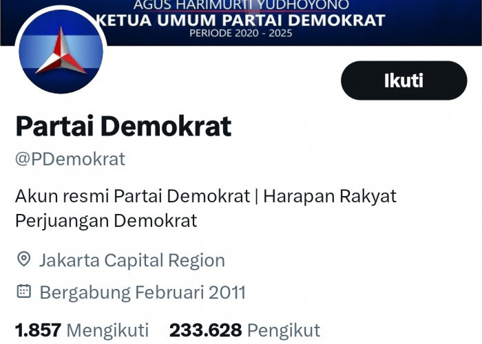 Sempat Hilang Tersisa 2, Follower Akun Twitter Partai Demokrat Kini Kembali