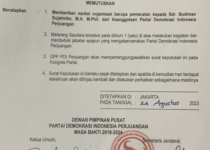 Budiman Sudjatmiko Dipecat PDIP Melalui Sepucuk Surat, Begini Isinya